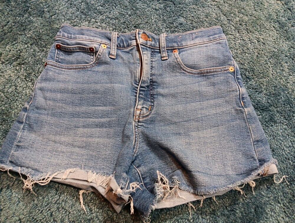 Madewell High-Rise Denim Jean Shorts Women’s Size 27 EUC Cut off Hem Raw